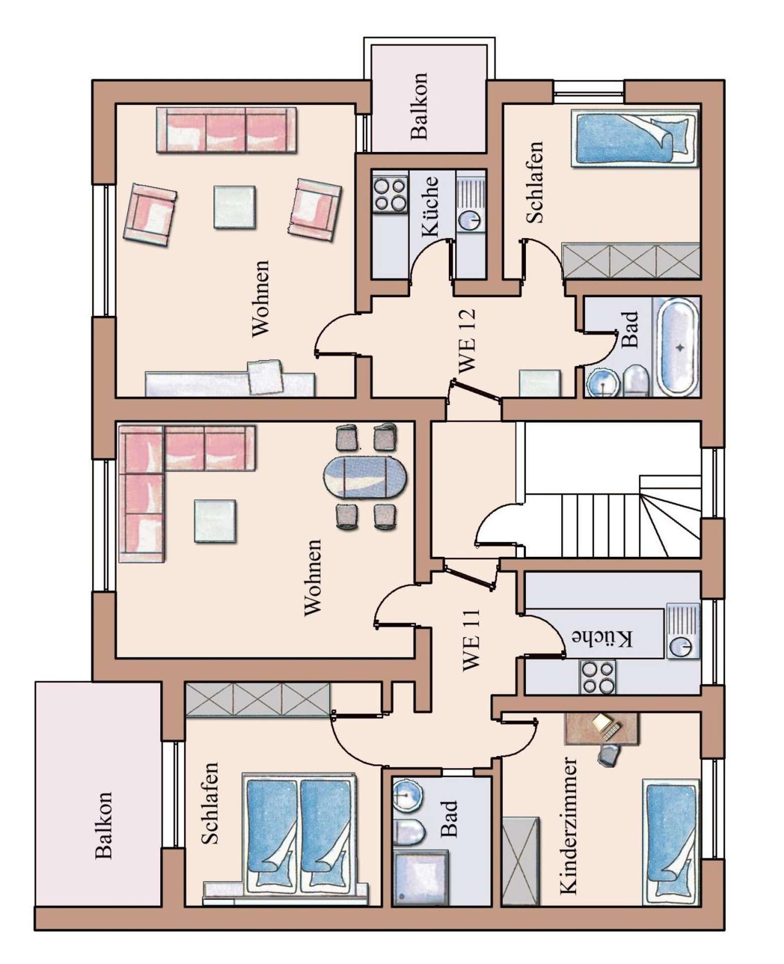 Grundriss der 2 Wohnungen